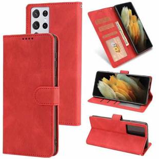 For Samsung Galaxy S21 Ultra 5G Fantasy Classic Skin-feel Calfskin Texture Magnetic Buckle Horizontal Flip PU Leather Case with Holder & Card Slot & Wallet(Red)