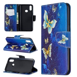 For Galaxy A10s Pattern Colored Drawing Horizontal Flip Leather Case with Holder & Card Slots & Wallet(Golden Butterfly)