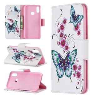 For Galaxy A10s Pattern Colored Drawing Horizontal Flip Leather Case with Holder & Card Slots & Wallet(Peach Blossom Butterfly)