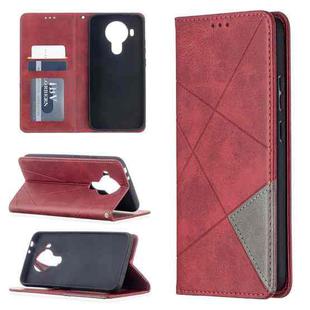 For Nokia 5.4 Rhombus Texture Horizontal Flip Magnetic Leather Case with Holder & Card Slots & Wallet(Red)