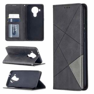 For Nokia 5.4 Rhombus Texture Horizontal Flip Magnetic Leather Case with Holder & Card Slots & Wallet(Black)