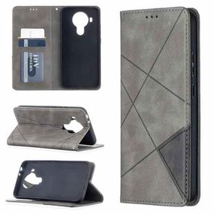 For Nokia 5.4 Rhombus Texture Horizontal Flip Magnetic Leather Case with Holder & Card Slots & Wallet(Grey)