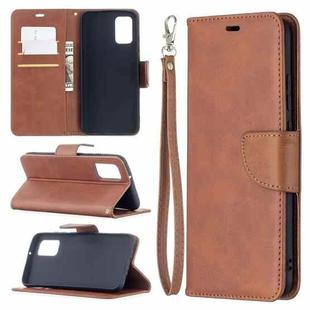 For Samsung Galaxy A02s (EU Version) Retro Lambskin Texture Pure Color Horizontal Flip PU Leather Case with Holder & Card Slots & Wallet & Lanyard(Brown)