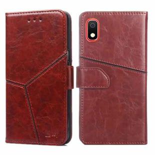 For Samsung Galaxy A10e Geometric Stitching Horizontal Flip TPU + PU Leather Case with Holder & Card Slots & Wallet(Dark Brown)