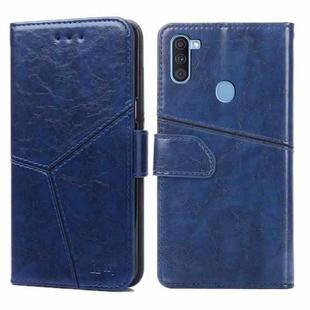 For Samsung Galaxy A11(EU Version) Geometric Stitching Horizontal Flip TPU + PU Leather Case with Holder & Card Slots & Wallet(Blue)