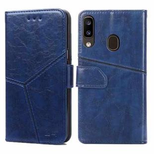 For Samsung Galaxy A20 Geometric Stitching Horizontal Flip TPU + PU Leather Case with Holder & Card Slots & Wallet(Blue)