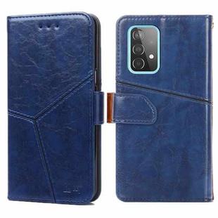 For Samsung Galaxy A52 5G / 4G Geometric Stitching Horizontal Flip TPU + PU Leather Case with Holder & Card Slots & Wallet(Blue)