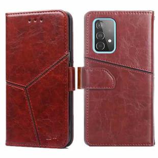 For Samsung Galaxy A52 5G / 4G Geometric Stitching Horizontal Flip TPU + PU Leather Case with Holder & Card Slots & Wallet(Dark Brown)