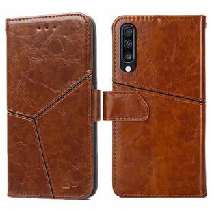 For Samsung Galaxy A70 Geometric Stitching Horizontal Flip TPU + PU Leather Case with Holder & Card Slots & Wallet(Light Brown)