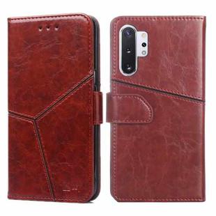 For Samsung Galaxy Note10 Geometric Stitching Horizontal Flip TPU + PU Leather Case with Holder & Card Slots & Wallet(Dark Brown)