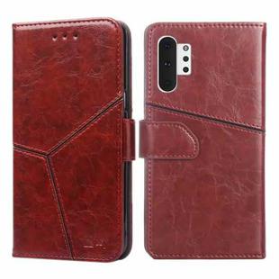 For Samsung Galaxy Note10+ Geometric Stitching Horizontal Flip TPU + PU Leather Case with Holder & Card Slots & Wallet(Dark Brown)