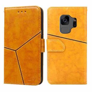 For Samsung Galaxy S9 Geometric Stitching Horizontal Flip TPU + PU Leather Case with Holder & Card Slots & Wallet(Yellow)