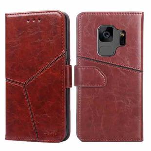 For Samsung Galaxy S9 Geometric Stitching Horizontal Flip TPU + PU Leather Case with Holder & Card Slots & Wallet(Dark Brown)