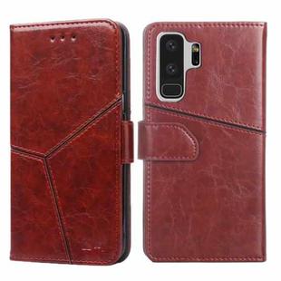 For Samsung Galaxy S9+ Geometric Stitching Horizontal Flip TPU + PU Leather Case with Holder & Card Slots & Wallet(Dark Brown)