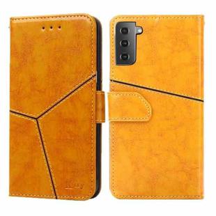For Samsung Galaxy S21 5G Geometric Stitching Horizontal Flip TPU + PU Leather Case with Holder & Card Slots & Wallet(Yellow)