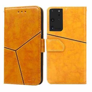 For Samsung Galaxy S21 Ultra 5G Geometric Stitching Horizontal Flip TPU + PU Leather Case with Holder & Card Slots & Wallet(Yellow)