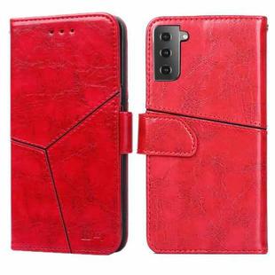 For Samsung Galaxy S21+ 5G Geometric Stitching Horizontal Flip TPU + PU Leather Case with Holder & Card Slots & Wallet(Red)