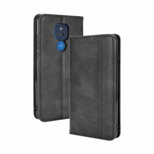 For Motorola Moto G Play (2021) Magnetic Buckle Retro Crazy Horse Texture Horizontal Flip Leather Case with Holder & Card Slots & Photo Frame(Black)