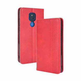 For Motorola Moto G Play (2021) Magnetic Buckle Retro Crazy Horse Texture Horizontal Flip Leather Case with Holder & Card Slots & Photo Frame(Red)