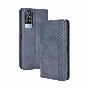 For vivo Y51A ( 2021) / Y51 (2020) Overseas Version (India / Southeast Asia) Magnetic Buckle Retro Crazy Horse Texture Horizontal Flip Leather Case with Holder & Card Slots & Photo Frame(Blue)