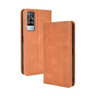 For vivo Y51A ( 2021) / Y51 (2020) Overseas Version (India / Southeast Asia) Magnetic Buckle Retro Crazy Horse Texture Horizontal Flip Leather Case with Holder & Card Slots & Photo Frame(Brown)