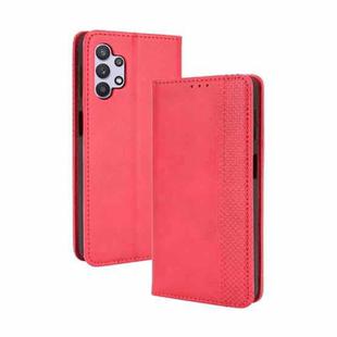 For Samsung Galaxy A32 5G Magnetic Buckle Retro Crazy Horse Texture Horizontal Flip Leather Case with Holder & Card Slots & Photo Frame(Red)