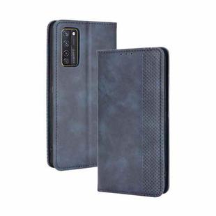 For ZTE Axon 20 5G / Axon 20 4G Magnetic Buckle Retro Crazy Horse Texture Horizontal Flip Leather Case with Holder & Card Slots & Photo Frame(Blue)