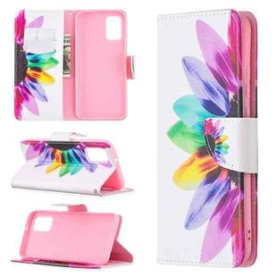 For Samsung Galaxy A02s (EU Version) Colored Drawing Pattern Horizontal Flip Leather Case with Holder & Card Slots & Wallet(Sun Flower)