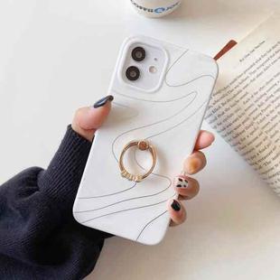 For iPhone 12 mini Frosted Laser TPU Protective Case with Ring Holder (Beige)