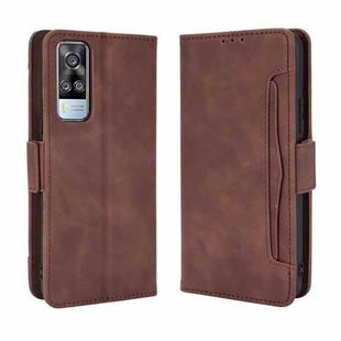 For vivo Y51A 2021 / Y51 2020 (Indian) Wallet Style Skin Feel Calf Pattern Leather Case with Separate Card Slots(Brown)