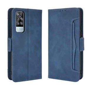 For vivo Y51A 2021 / Y51 2020 (Indian) Wallet Style Skin Feel Calf Pattern Leather Case with Separate Card Slots(Blue)