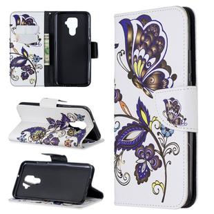 For Huawei Mate 30 Lite Pattern Colored Drawing Horizontal Flip Leather Case with Holder & Card Slots & Wallet(White Butterfly)
