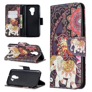 For Huawei Mate 30 Lite Pattern Colored Drawing Horizontal Flip Leather Case with Holder & Card Slots & Wallet(Flower Elephant)