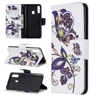 For Galaxy A20s Pattern Colored Drawing Horizontal Flip Leather Case with Holder & Card Slots & Wallet(White Butterfly)