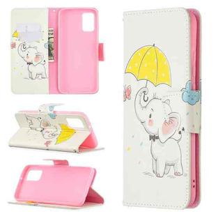 For Samsung Galaxy A02s (EU Version) Colored Drawing Pattern Horizontal Flip Leather Case with Holder & Card Slots & Wallet(Umbrella Elephant)