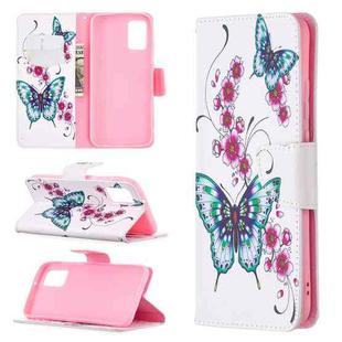 For Samsung Galaxy A02s (EU Version) Colored Drawing Pattern Horizontal Flip Leather Case with Holder & Card Slots & Wallet(Two Butterflies)