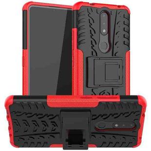 For Nokia 2.4 Tire Texture Shockproof TPU+PC Protective Case with Holder(Red)