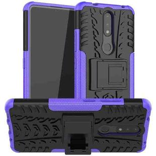 For Nokia 2.4 Tire Texture Shockproof TPU+PC Protective Case with Holder(Purple)