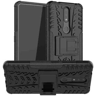 For Nokia 2.4 Tire Texture Shockproof TPU+PC Protective Case with Holder(Black)