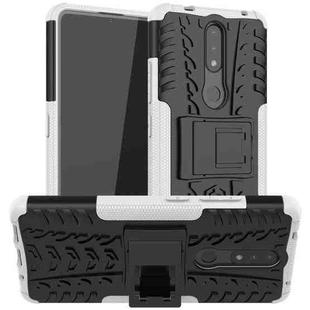 For Nokia 2.4 Tire Texture Shockproof TPU+PC Protective Case with Holder(White)
