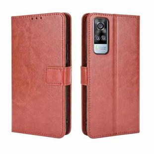 For vivo Y51A 2021 / Y51 2020 (Indian) Retro Crazy Horse Texture Horizontal Flip Leather Case with Holder & Card Slots & Lanyard(Brown)