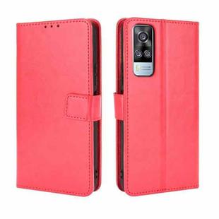 For vivo Y51A 2021 / Y51 2020 (Indian) Retro Crazy Horse Texture Horizontal Flip Leather Case with Holder & Card Slots & Lanyard(Red)