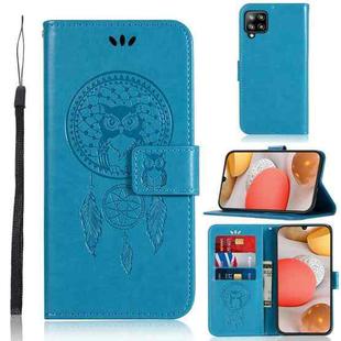 For Samsung Galaxy A12 Wind Chime Owl Embossing Pattern Horizontal Flip Leather Case, with Holder & Card Slots & Wallet(Blue)