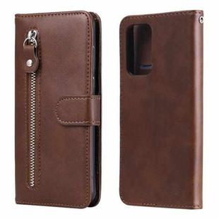 For Samsung Galaxy A52 5G/4G Fashion Calf Texture Zipper Horizontal Flip Leather Case with Stand & Card Slots & Wallet Function(Brown)