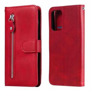 For Samsung Galaxy A72 5G/4G Fashion Calf Texture Zipper Horizontal Flip Leather Case with Stand & Card Slots & Wallet Function(Red)