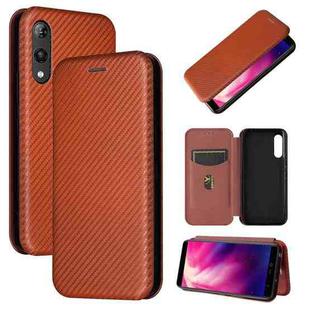 For Rakuten Hand Carbon Fiber Texture Horizontal Flip TPU + PC + PU Leather Case with Card Slot(Brown)