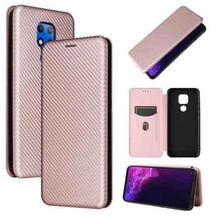 For Motorola Moto G Play (2021) Carbon Fiber Texture Horizontal Flip TPU + PC + PU Leather Case with Card Slot(Pink)