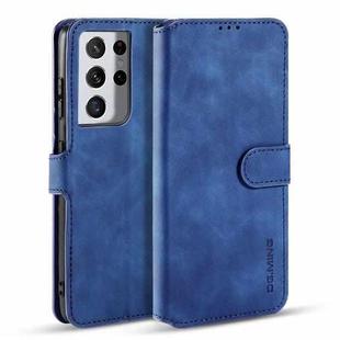 For Samsung Galaxy S21 Ultra 5G DG.MING Retro Oil Side Horizontal Flip Case with Holder & Card Slots & Wallet(Blue)