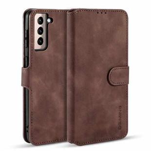 For Samsung Galaxy S21 5G DG.MING Retro Oil Side Horizontal Flip Case with Holder & Card Slots & Wallet(Coffee)