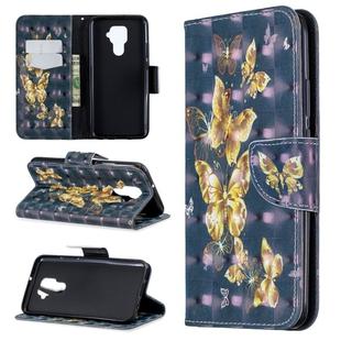 For Huawei Mate 30 Lite 3D Pattern Colored Drawing Horizontal Flip Leather Case with Holder & Card Slots & Wallet(Black Butterfly)